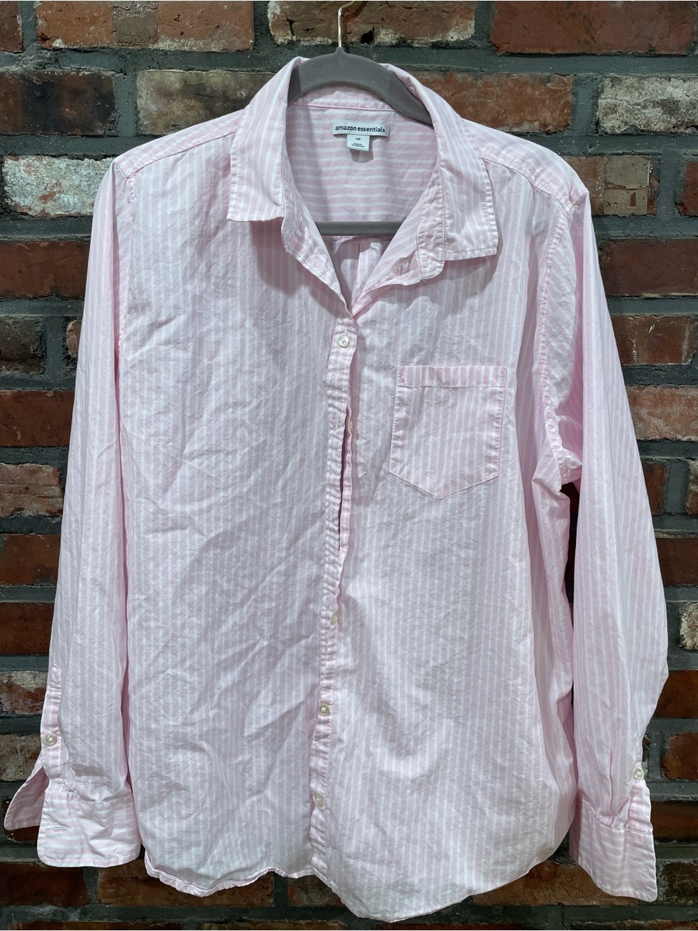 Amazon Essentials Light Pink Striped Women’s Button-Down Shirt